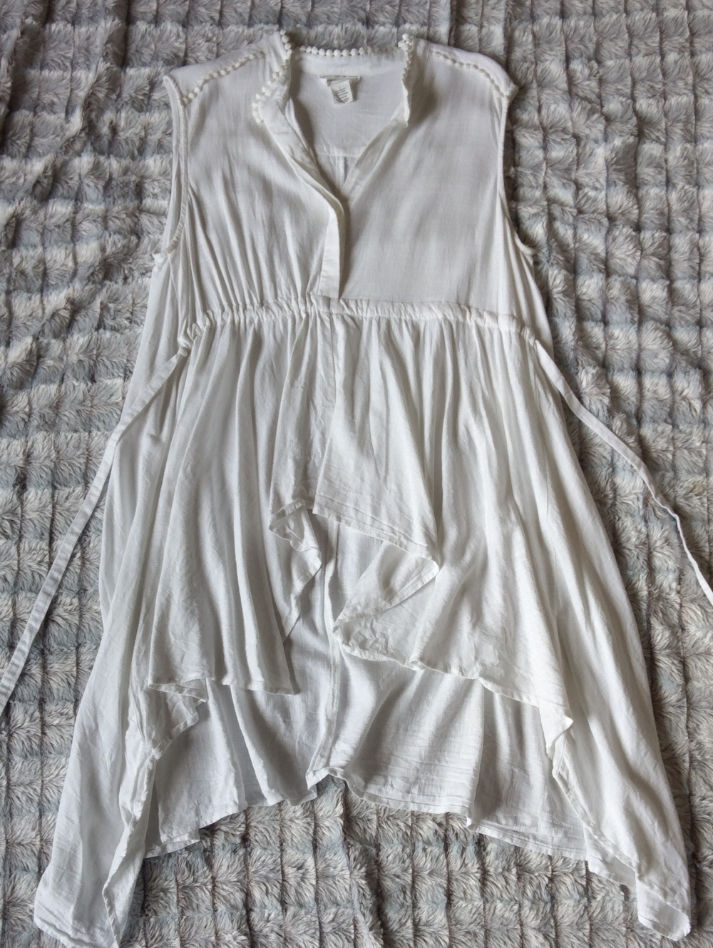 For The Republic Cream Sleeveless Asymmetric Peasant Tunic